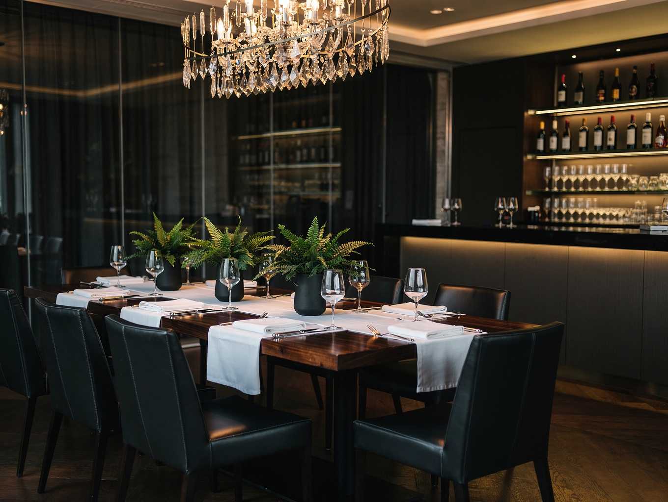 Sophisticated corporate gala setup with olive green accents